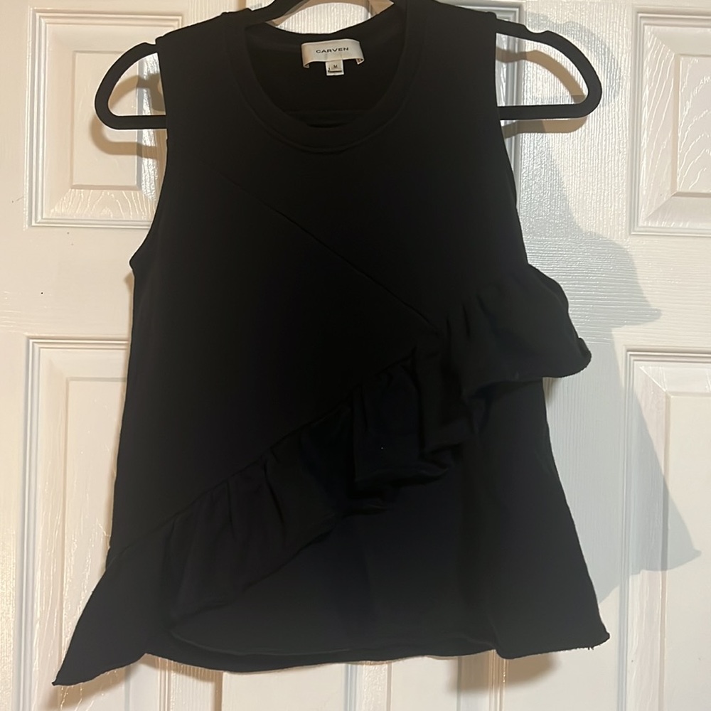 Carven Sleeveless Peplum Sweatshirt View 2